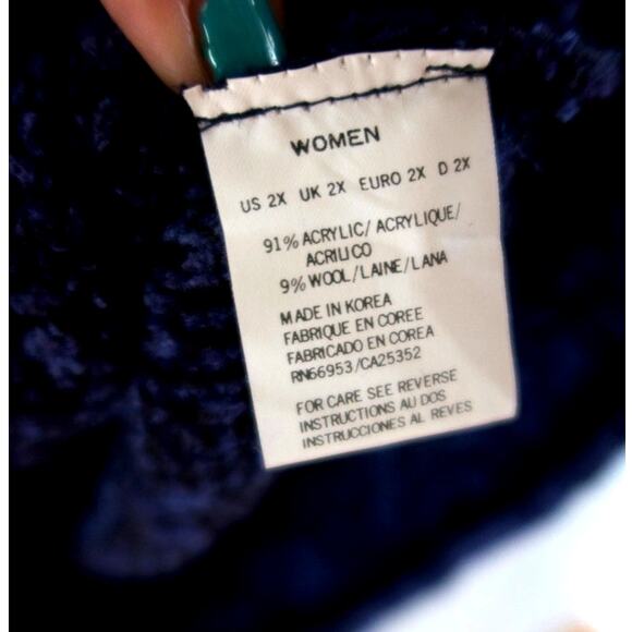 Vintage Chunky Chenille Sweater Womens XXL Blue 80s Grandpa Soft Grunge Indie - Picture 4 of 8